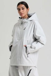 Women's Light Gray Side-Zip Vent Fully Sealed Insulated Snow Anorak